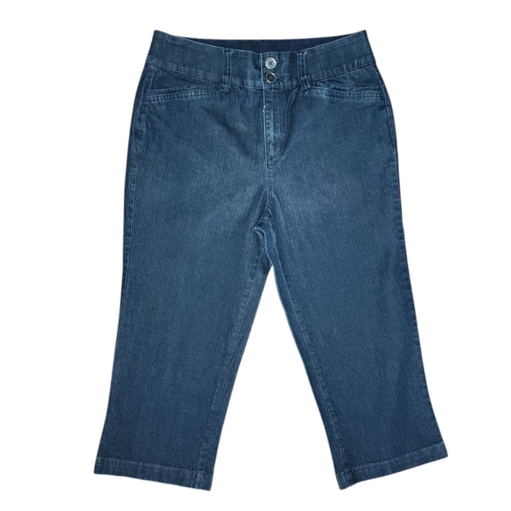 Christopher & Banks‎ Jeans Womens Size 10 Solid Blue Denim Crop with Pockets